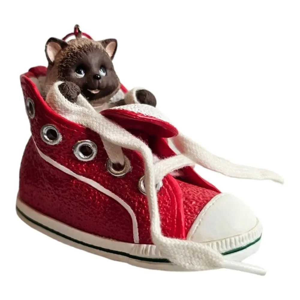 Hallmark Keepsake 1993 High Top-purr Cat in Shoe Ornament with Box Vinta…